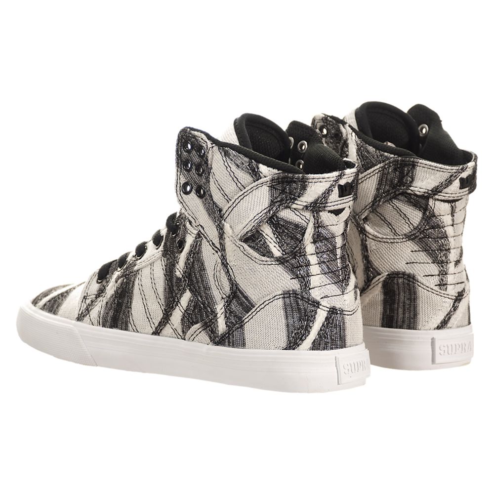 Baskets Montantes Supra SkyTop Blanche Grise White/Print-White Femme | MYV-12959005